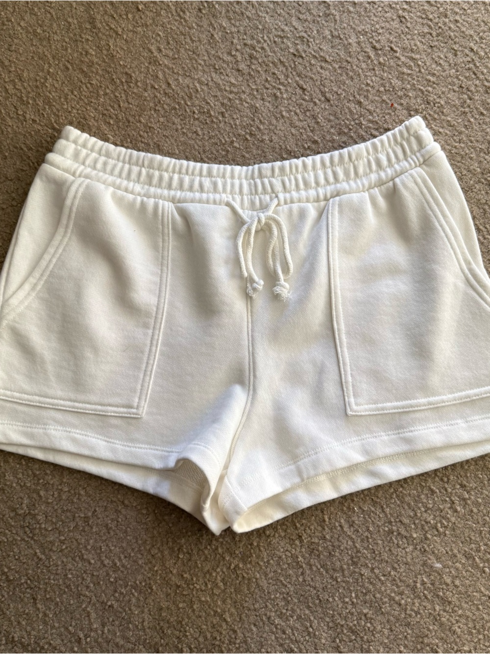 Share Free Assembly Women's White Sweat Shorts Lounge Drawstring Size Medium NEW